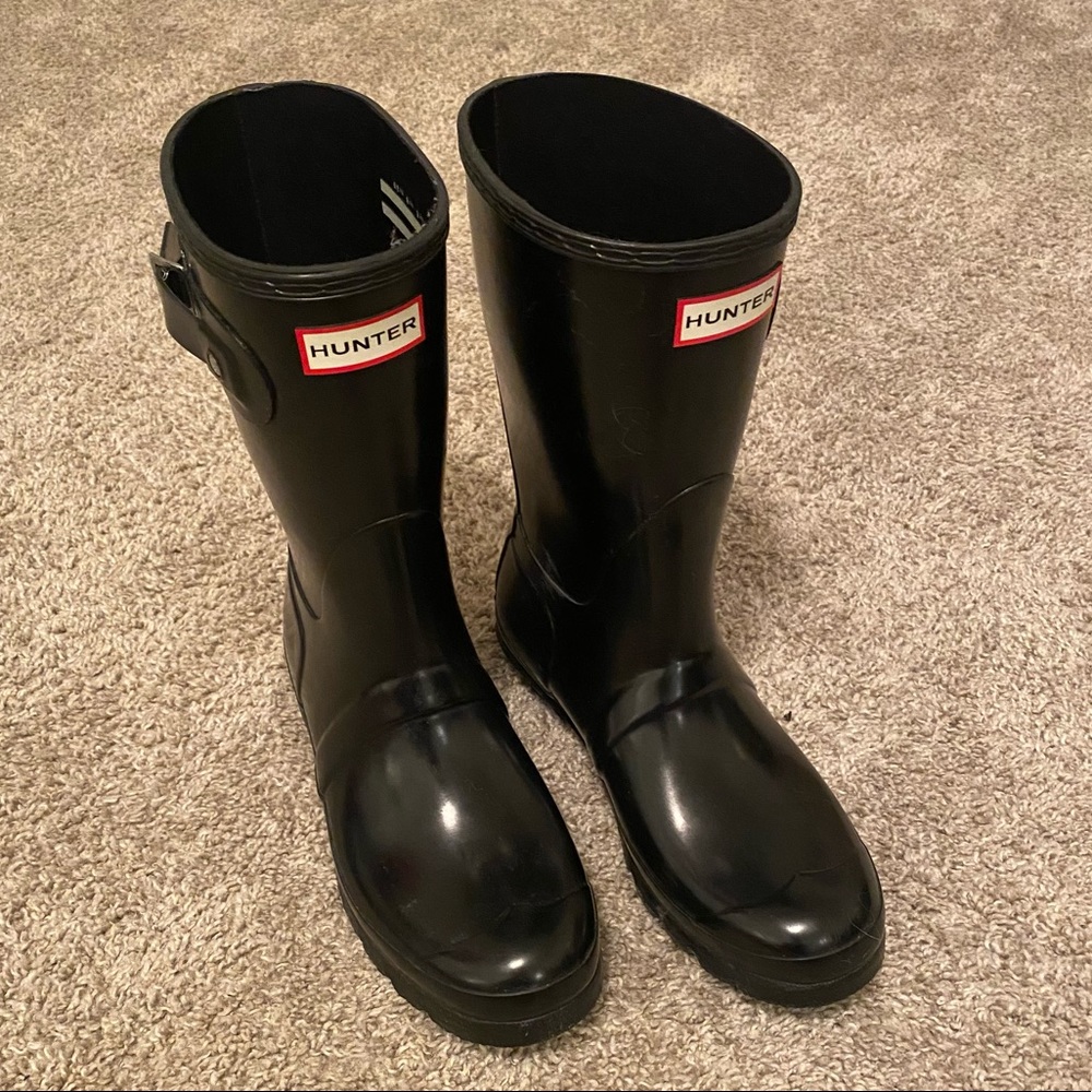 Short Black Gloss Hunter Boots